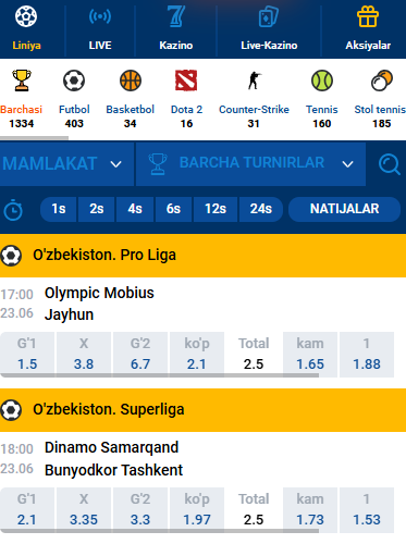 Mostbet'da sport tikish
